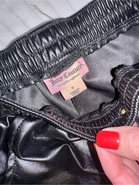Juicy Couture Black Shiny Faux Leather Joggers